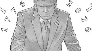 A Semiquincentennial commemorative gold coin design featuring US President Donald Trump