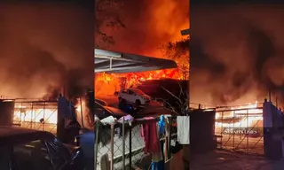 Screengrab from viral video shows the massive fire at Chew Jetty.