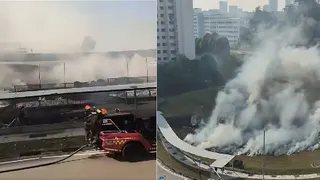 武吉班让草坡焚烧架起火 所幸无人受伤