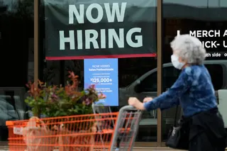 A hiring sign for sales professionals at a store in Vernon Hills, Illinois. Photo: AP