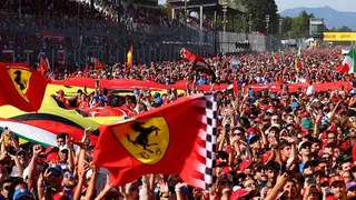 Fans flooding the track at Monza after the race